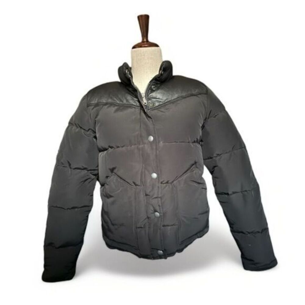 Penfield 60/40 Down Puffer Jacket Black Leather Yoke Gorpcore Size Small